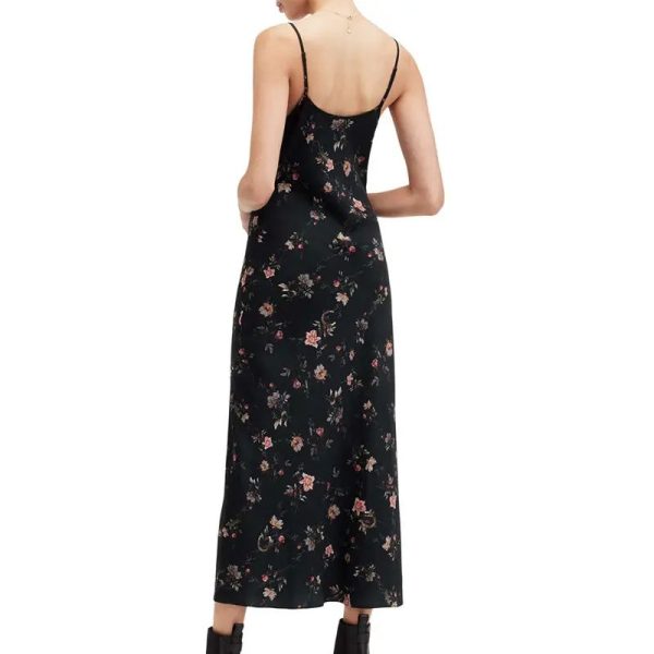 Lady Elegant Dress V-Neck Sleeveless Adjustable Straps Floral Print Slim Casual Dress Women's Dresses