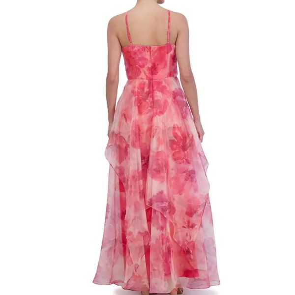 Lady Summer Halter-neck Tiered Hem Party Maxi Dress With Floral A-Line Chiffon Elegant Women's Gown Dresses